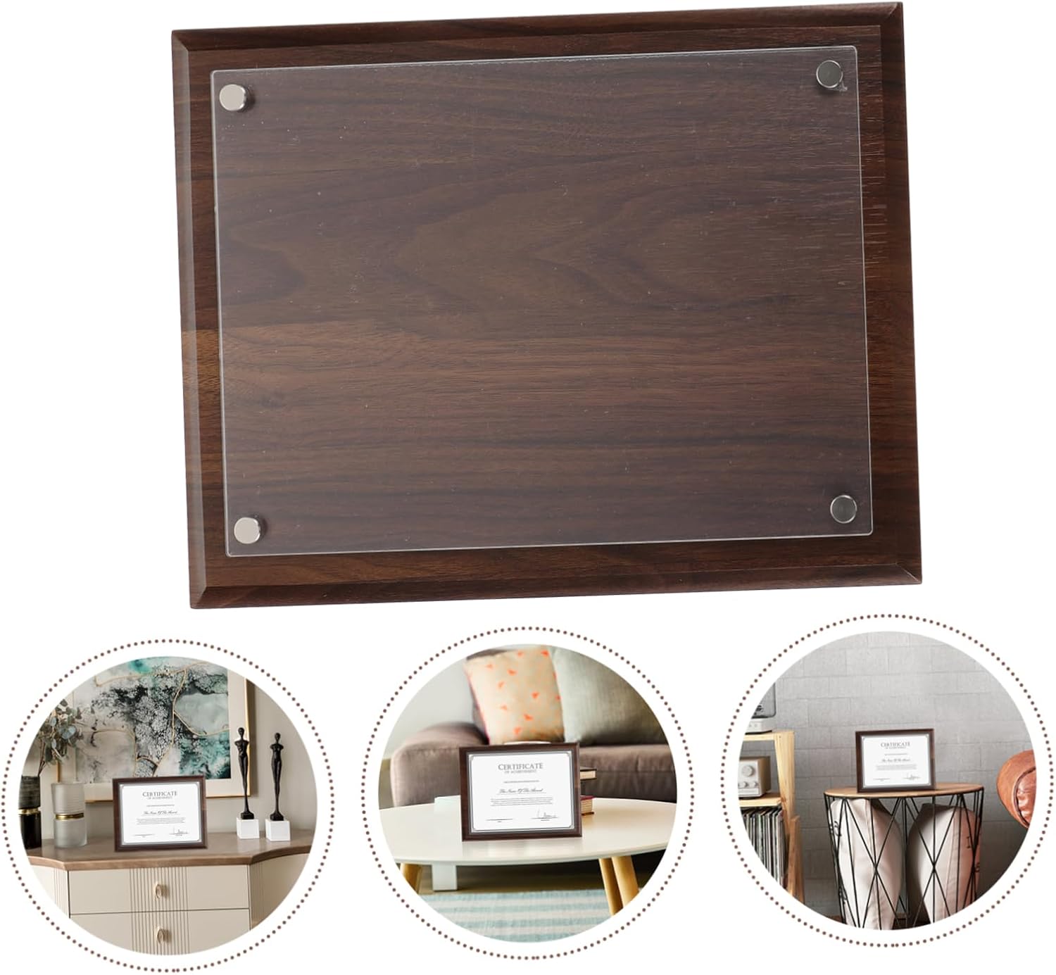 Wooden Picture Holder A5 Size Frame for Certificate Waterproof Mat Home Office Decor