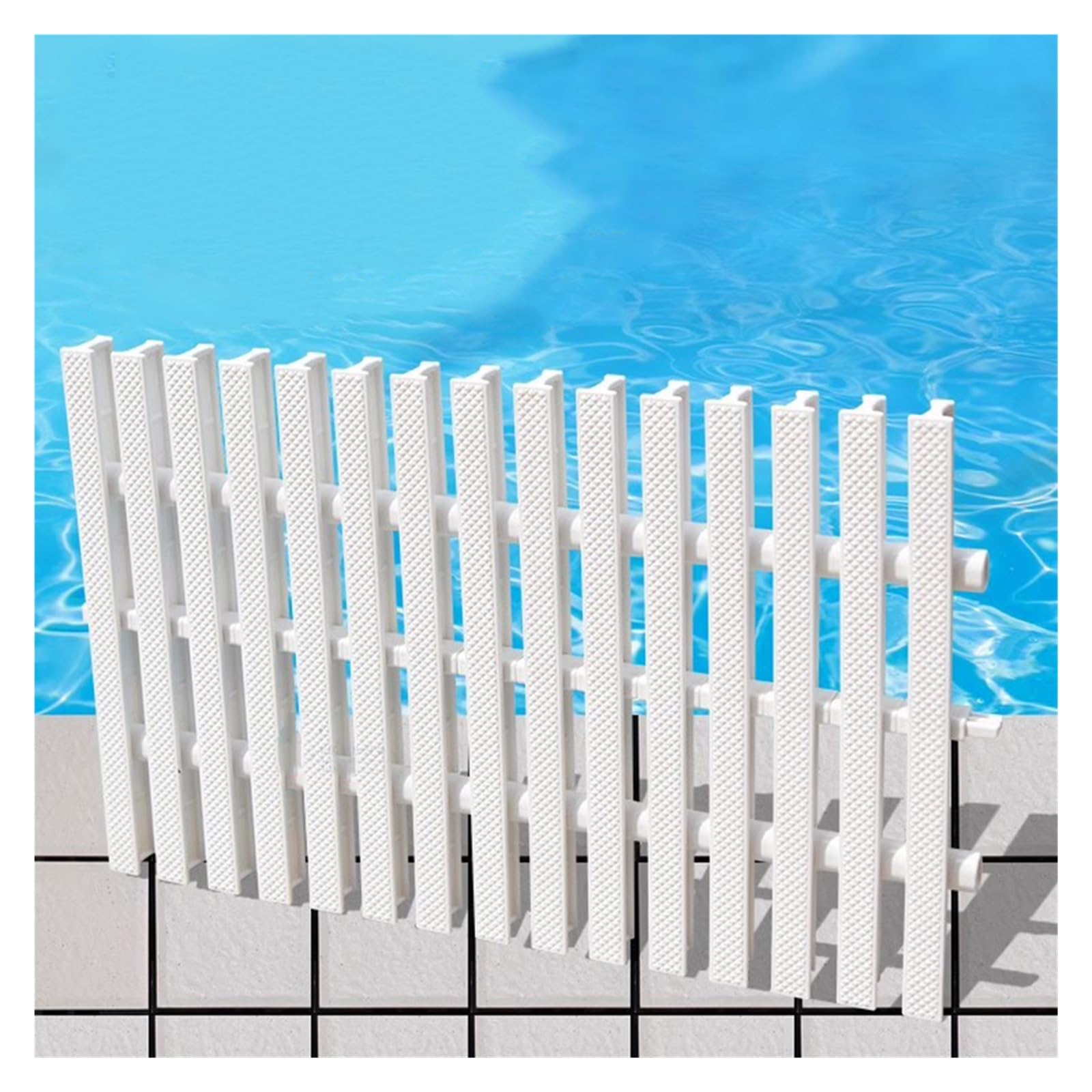 Swimming Pool Drainage Overflow Grate, Splicable Anti Slip Sewer Grate, Durable Channel Grate Cover For Driveways Patios Decks Commercial Areas (Color : White, Size : 18x100cm/7.08x39.37in)