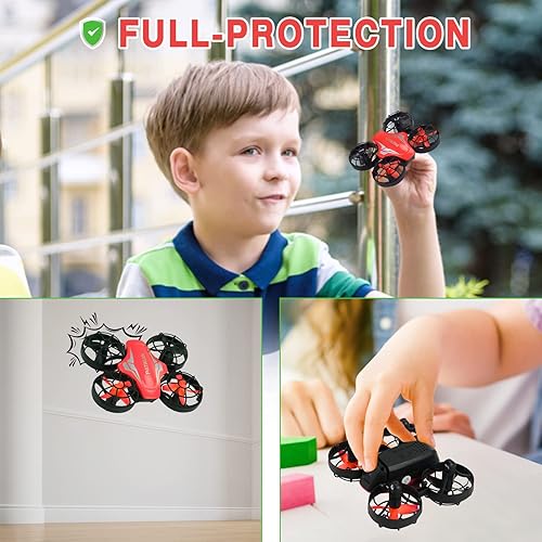 Miniatura 6 de Mini dron para niños y principiantes, helicóptero cuadricóptero de control remoto con 3 baterías modulares, modo sin cabeza, vuelo automático, 3
