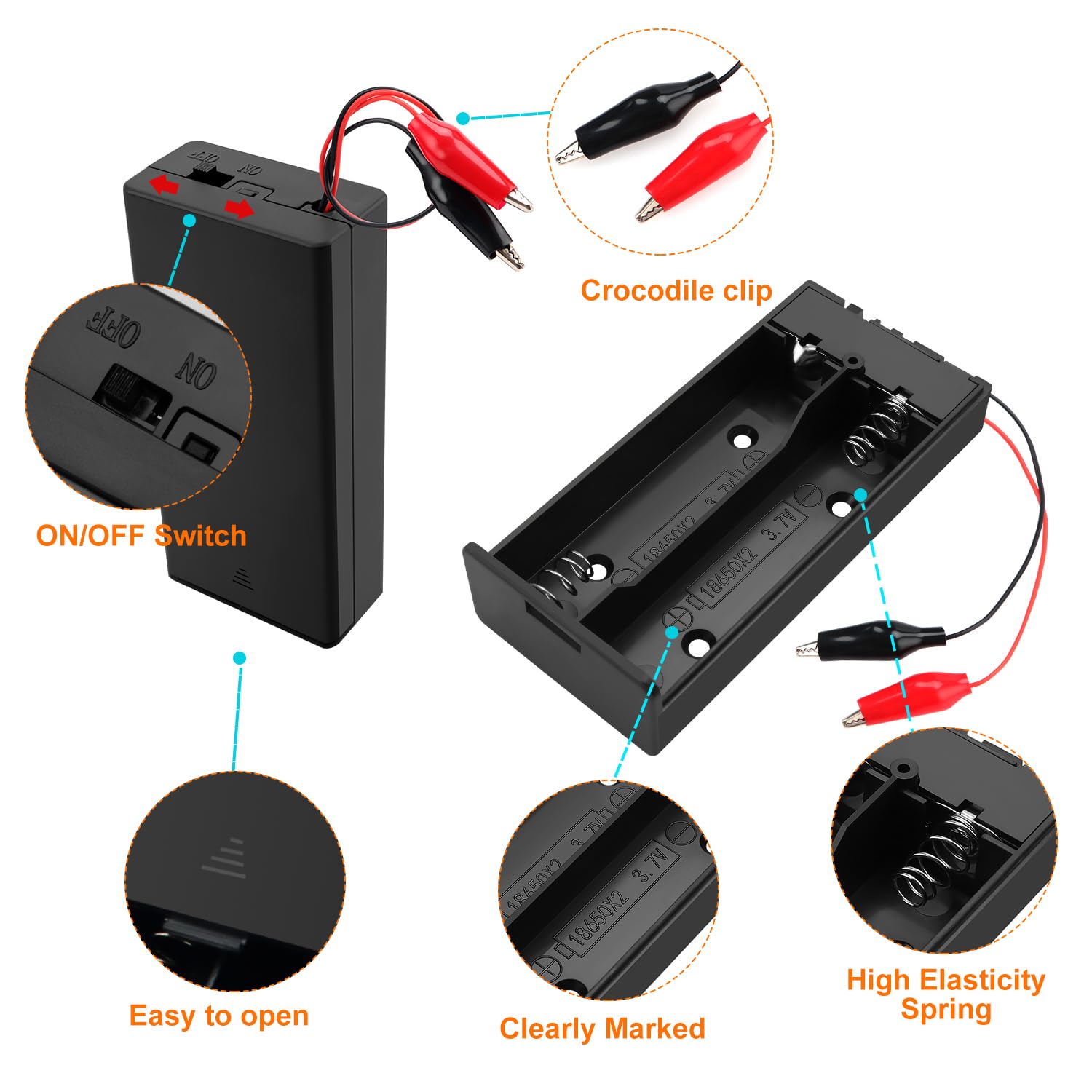 12 Stuks 18650 Batterijhouders Met Draad - Inclusief Opbergdoos En Schroevendraaier
