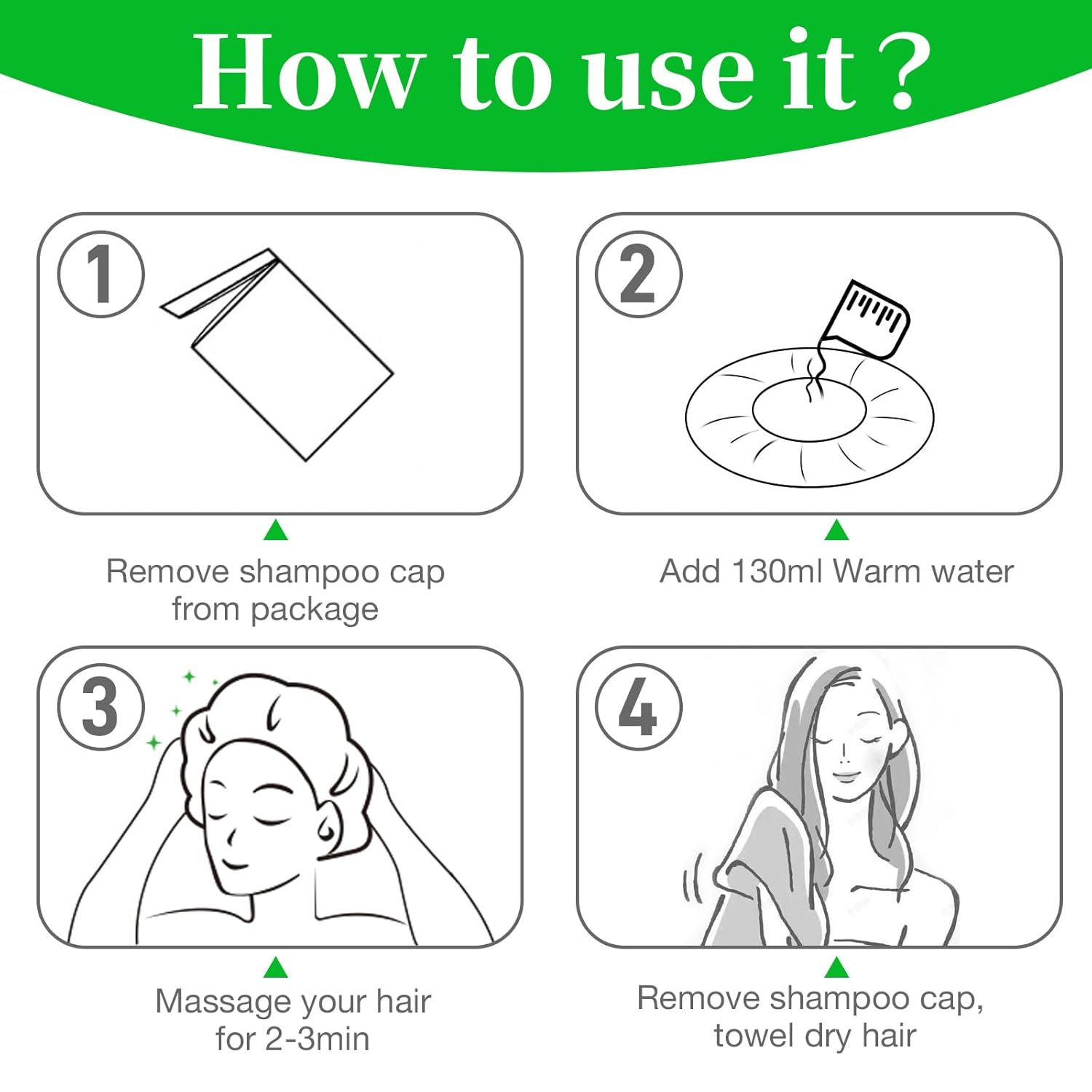 Shampoo Caps No Rinse Waterless Hair Washing Shower Caps 6 Packs for Elderly, Women, Hospital, Camping - Image 6