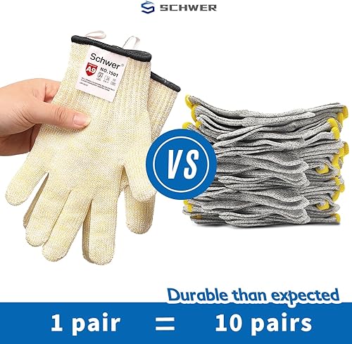 Miniatura 3 de Schwer SlicePro ANSI A9 - Guantes resistentes a los cortes PR1801, guantes de corte confiables de grado alimenticio, guantes de mandolina para