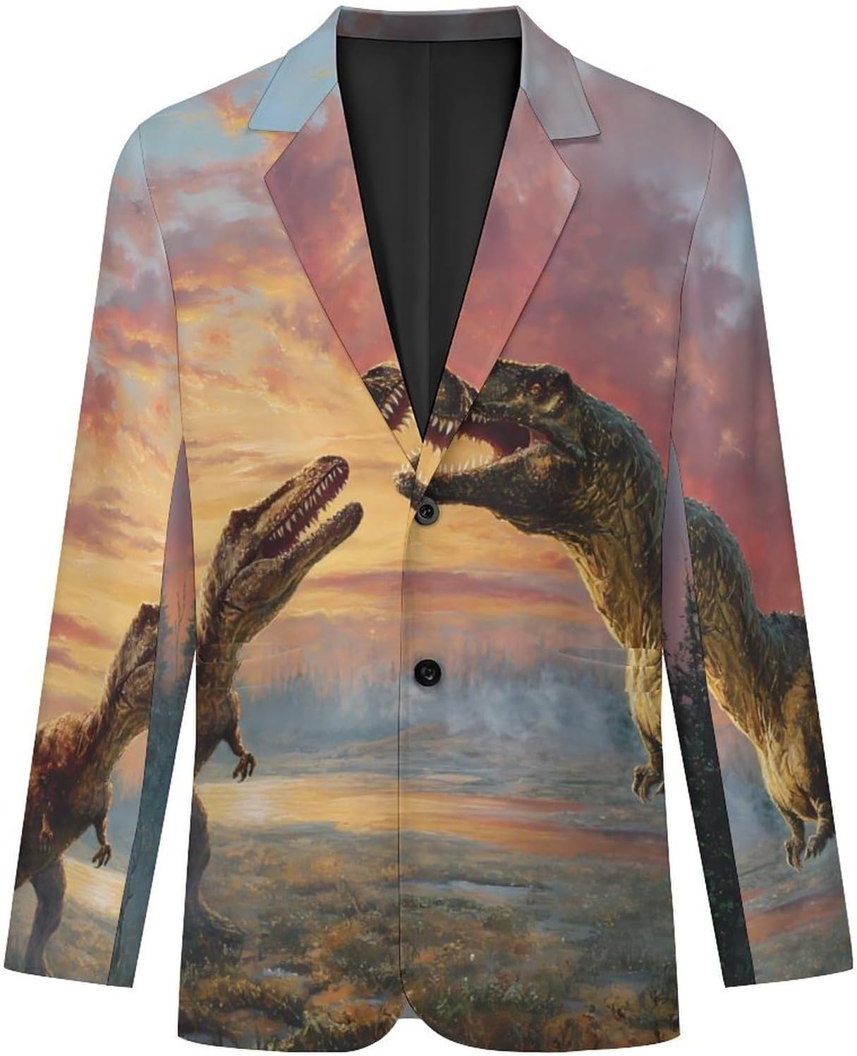 Dinosaurs Roaring Mens Blazer Jacket Business Casual Suit Sport Coats Wedding Party Tuxedo