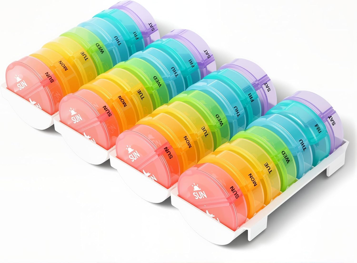 XL Monthly Pill Organizer 2 Times A Day, AM/PM One Month Pill Box 28 Day,Daily Pill Case Large 4 Week Big Compartments for Pills Vitamin Fish Oil Supplements (Rainbow)