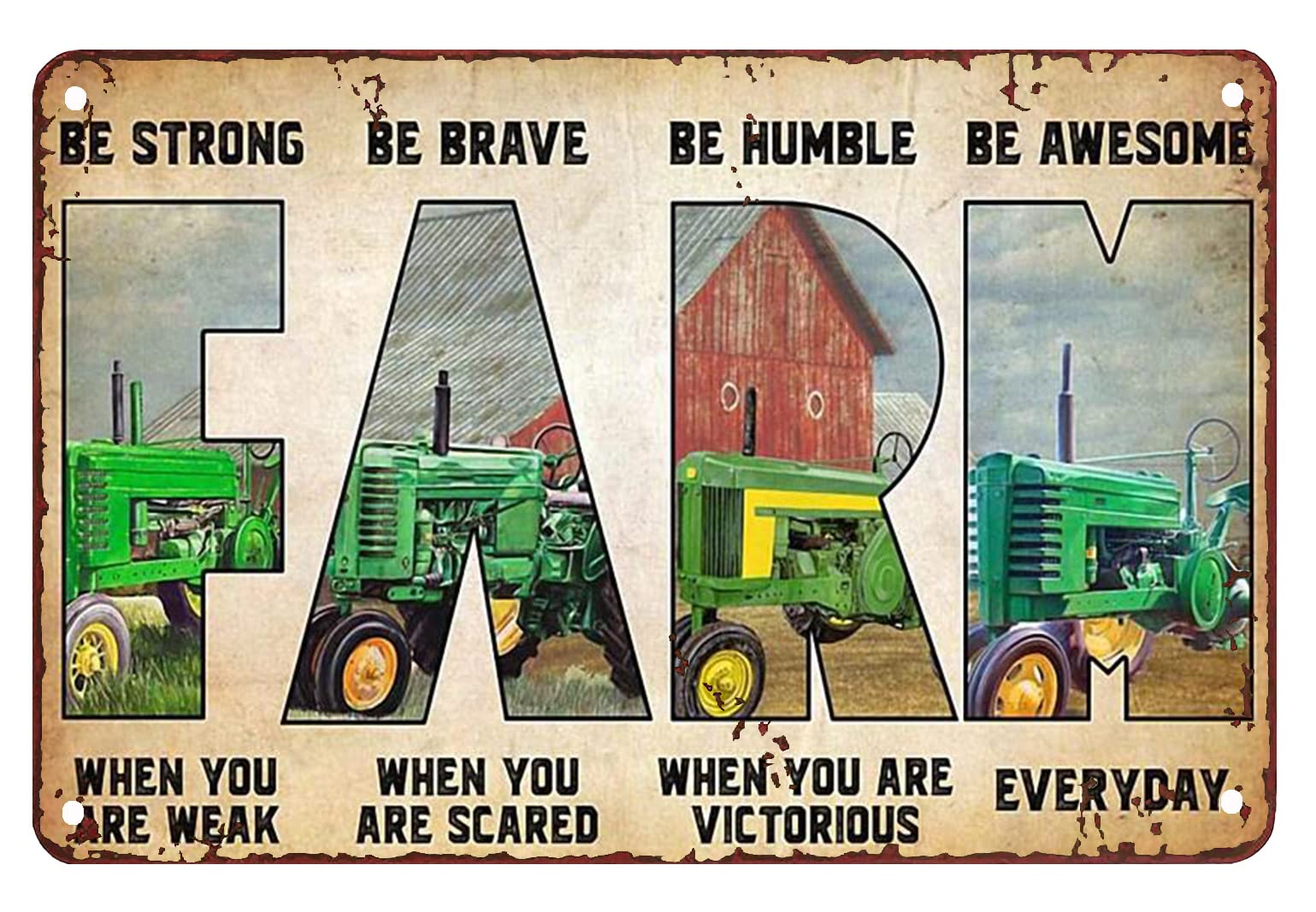 Metal Decoration For Outside Tractor Farm Be Brave When You Are Scared Wall Decor Sign Vintage Home Rustic Aluminum Tin Signs Art Poster Room 12x8 Inch