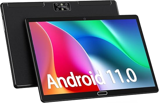 Tablet 10.1 Inch Android 11 Tablets with 4G RAM, 64GB Storage, 4G LTE Phone, Octa-Core Chip, 13MP Camera, Bluetooth, WiFi, GPS, Dual Sim Card Slot,128GB Expand Support HD Touchscreen 1080P, (Black)