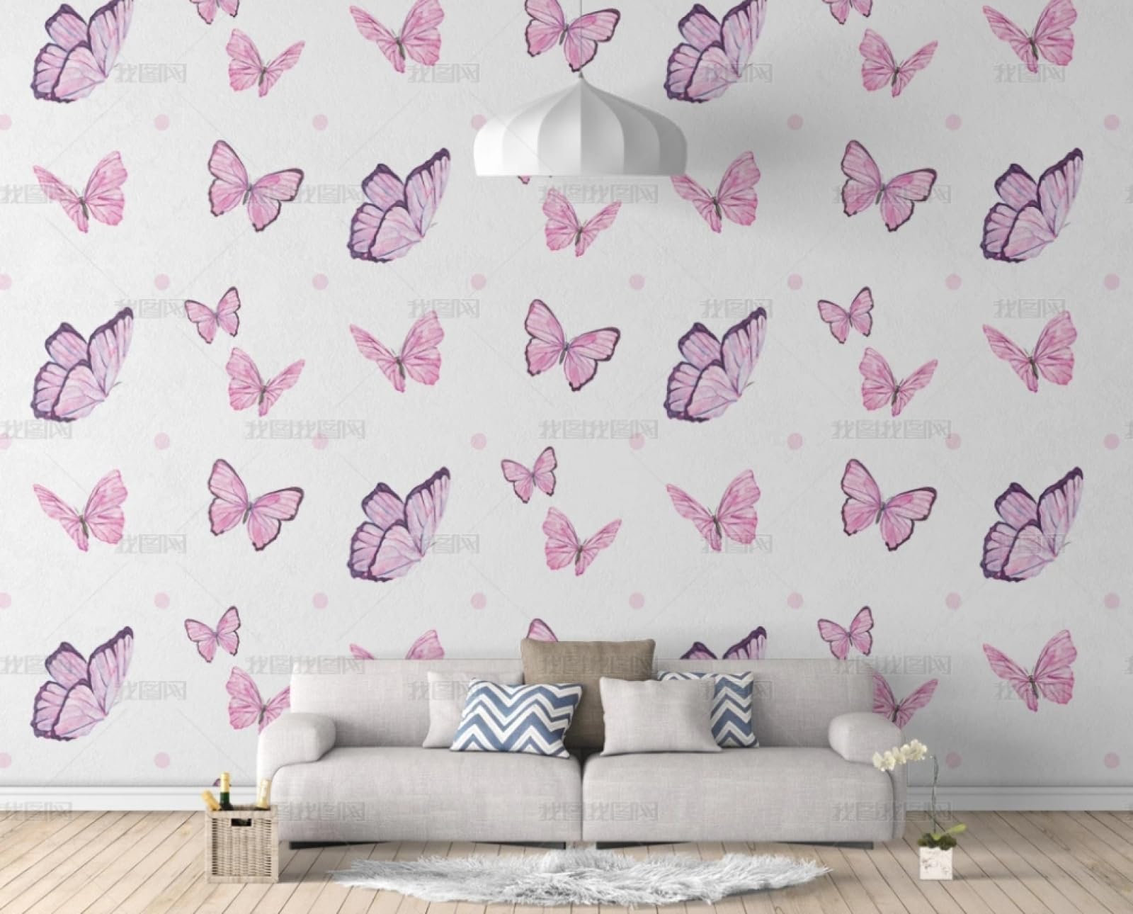 Papier peint autocollant papillon violet 45x600 cm pour meuble et mur