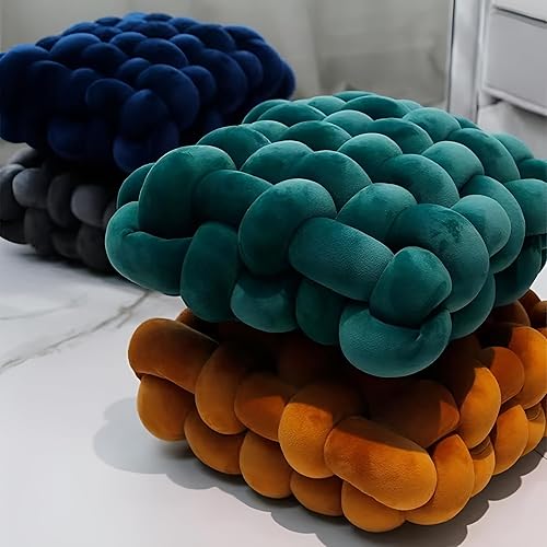 Miniatura 6 de Almohadas de nudo suave, almohada redonda para decoración del hogar, almohada de felpa anudada hecha a mano para sala de estar, cama, sofá (cuadrado