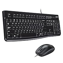 Logitech MK120 Kit Tastiera e Mouse Cablati, Layout Svizzero ‎QWERTZ, Nero