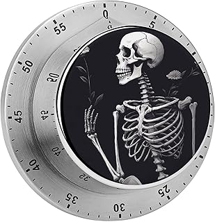 Aesthetic Skeleton Egg Timers for Kitchen Mechanical Kitchen Timers, 60 Minute Visual Countdown Timer with Alarm, Loud Timer for Hard of Hearing, No Batteries Required, for Cooking Classroom Gym