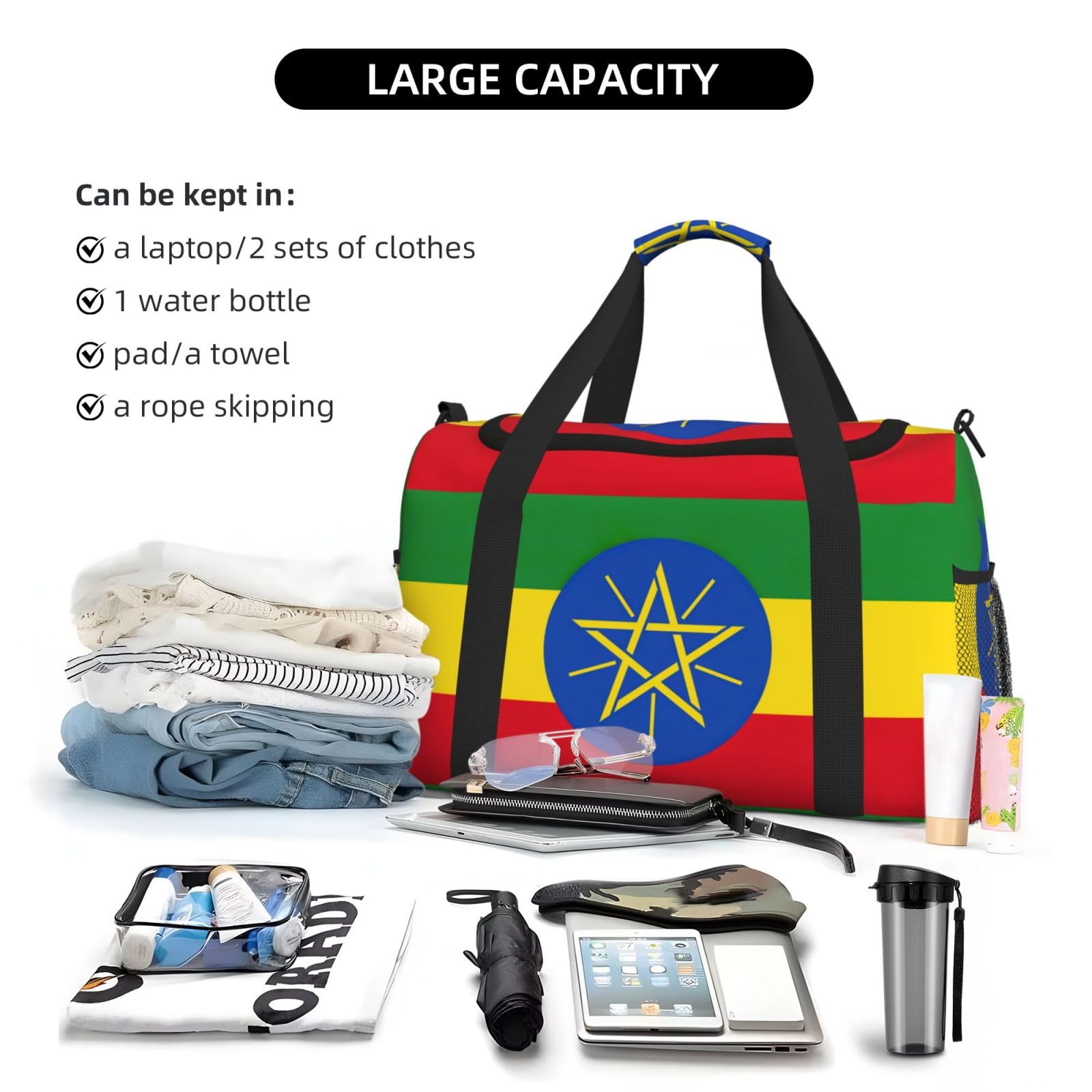 Flaga Etiopii torba na ramię kobiety mężczyźni podróżna torba crossbody torebka torba na ramię torebki robocze codzienna torba hobo