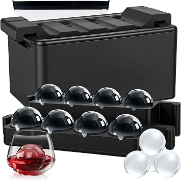 Clear Ice Ball Maker Mold 2 Inch Round Silicone Ice Molds 8 Large Ice Cubes Mold-Easy-to-Remove, Gift for Men Dad Boyfriend Who Have Everything