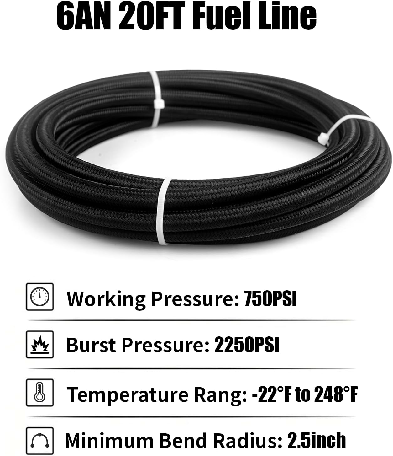 CNARQR 6AN Fuel Line & 58PSI LS Swap Fuel Filter Regulator & Oil Pressure Gauge 100PSI Kit LS Swap EFI Fuel Injection Hose Line Fitting 6AN CPE Hose Braided Fuel Line Fitting Kit 20FT