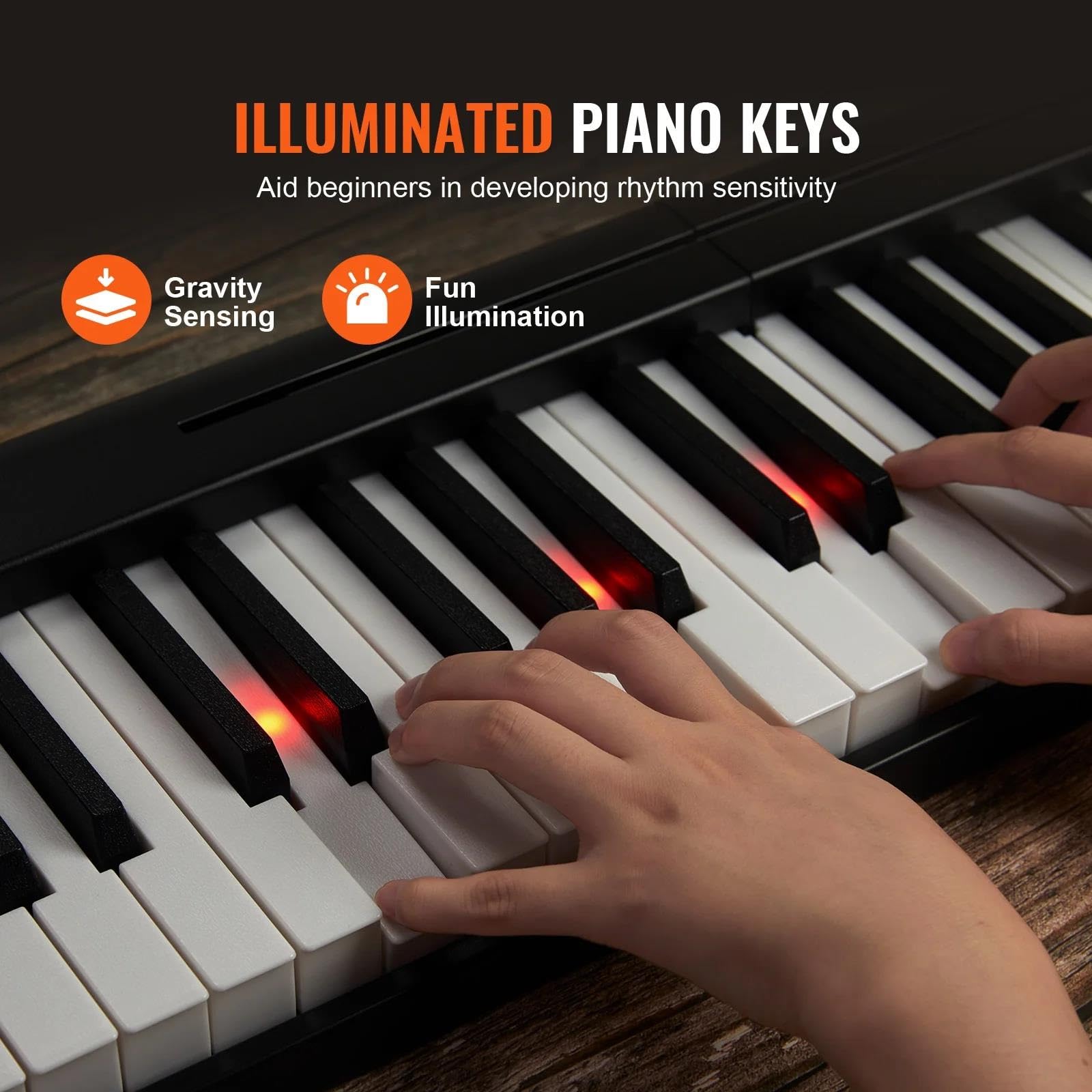 Pianino Elektroniczne Profesjonalne Elektroniczne Cyfrowe Pianino Składane 61 Lub 88 Klawiszy Ładowalne Dla Początkujących Dorosłych(88 Keys White)