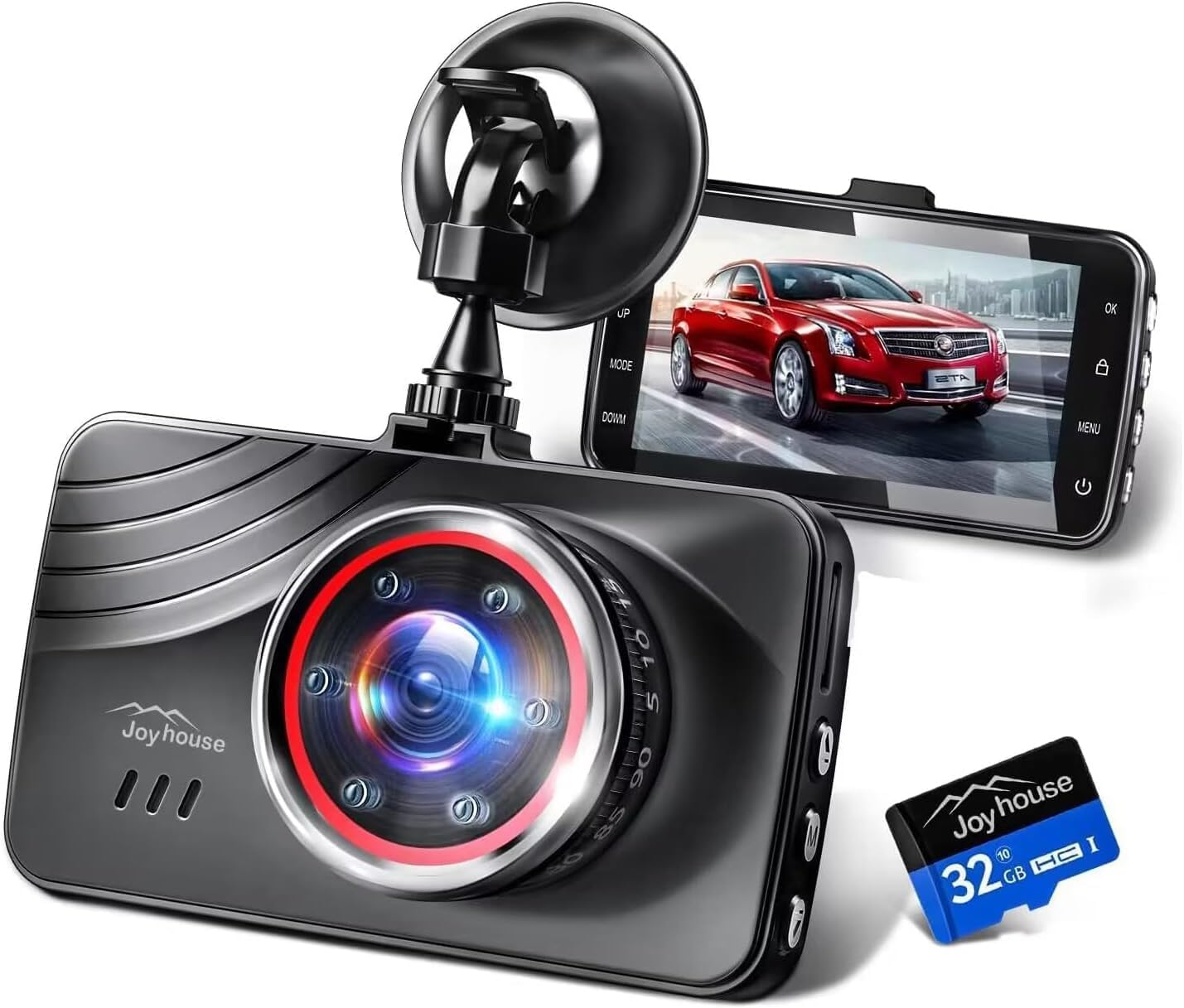 ドライブレコーダー前後録画 1440P 最新型IMX335センサー 超広角レンズ170° 暗視対応IRライト LED信号機対応・ノイズ低減 大画面3インチ液晶＋HDR/WDR 駐車モード 動き感知機能 衝撃検知センサー 自動上書き機能 イベント録画 microSD32GB付き 日本語取扱説明書 ブラック