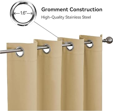 CUCRAF Blackout Curtains for Bedroom & Living Room,Beige Thermal Curtains,114 Inch Drop,2 Panels, Eyelet, Soundproof Room Dividers W55 x L114