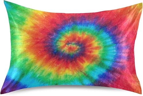 xigua Fundas de almohada de satén con teñido anudado para cabello y piel, sin cremallera, con cierre de sobre para sofá cama, tamaño estándar 20 x