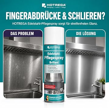 Hotrega Brilliant Stainless Steel Care Spray 4 x 500 ml Cleaning & Protection