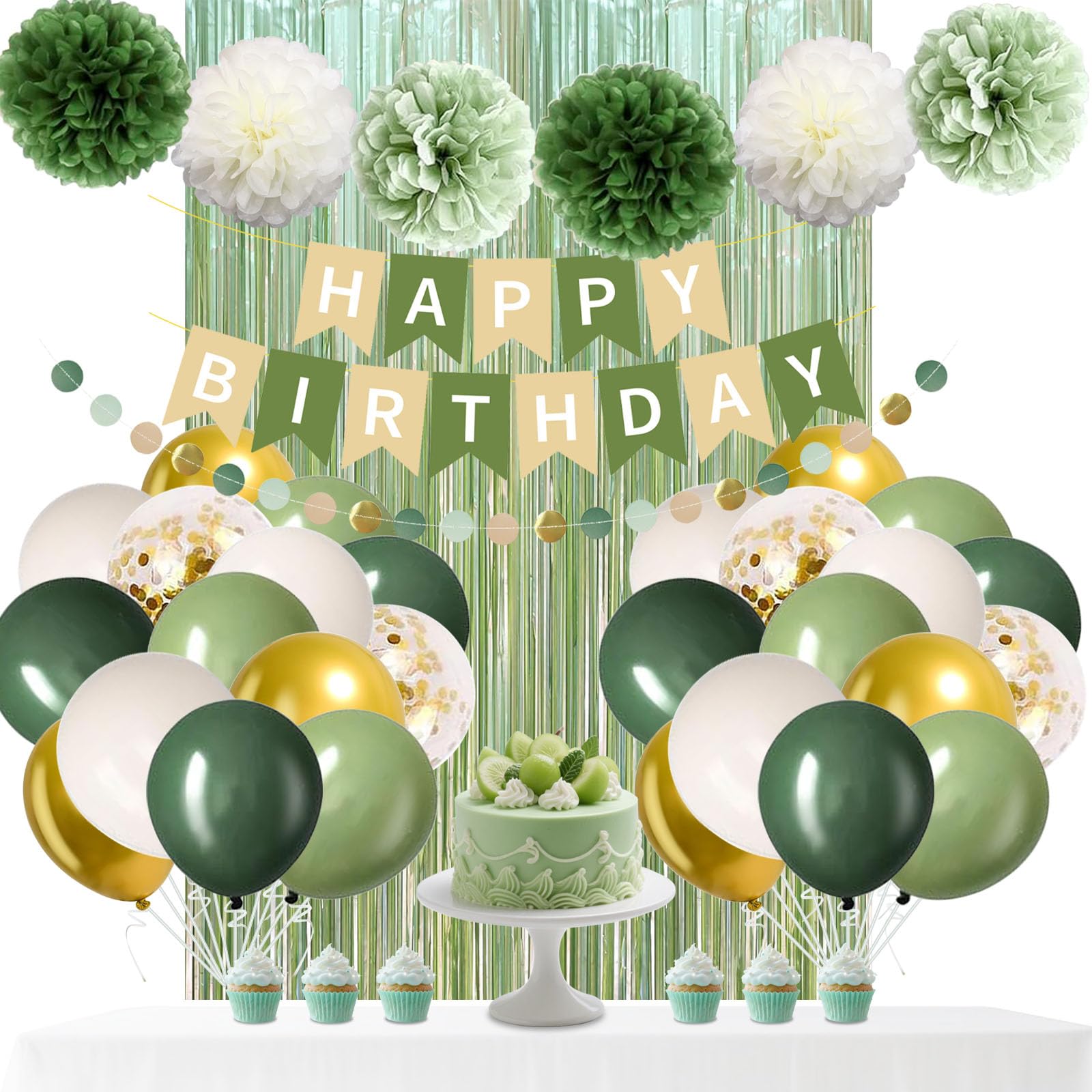 Kit Decorazioni Compleanno Verde Salvia Per Donne E Ragazze – Palloncini E Addobbi Per Festa