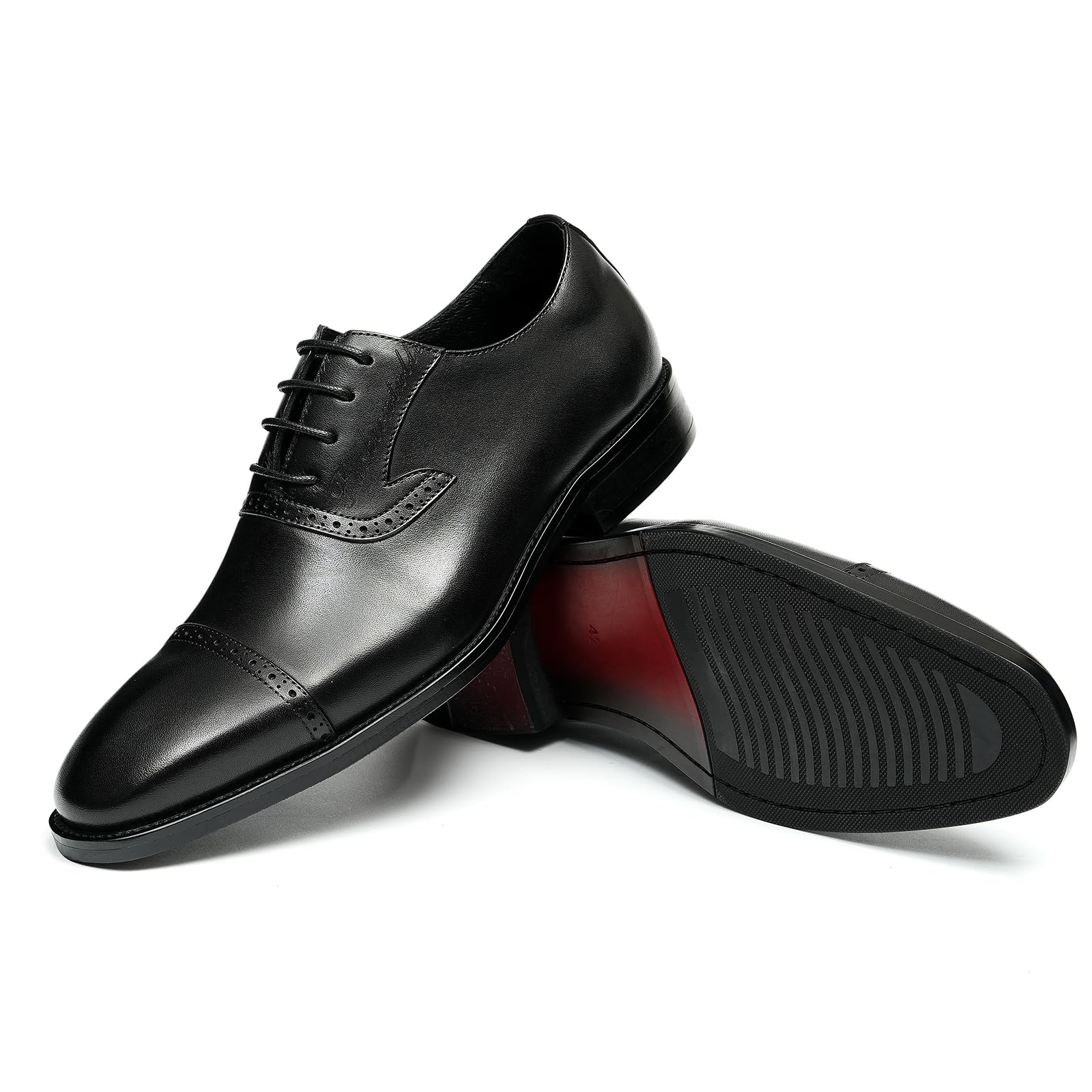 Brogues Oxford Faites à la Main pour Hommes Chaussures de Ville Formelles en Cuir Chaussures Habillées Basses à Lacets