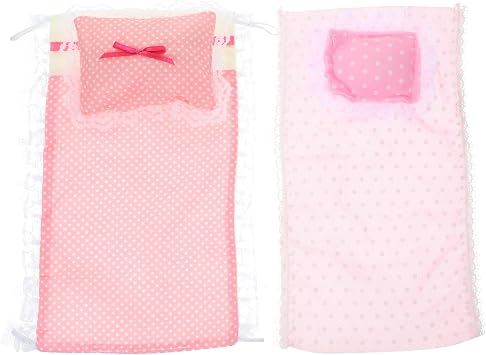 LUOZZY 2 Sets Dolhouse Bedding Accessories Mini Bedding Set Doll House Bed Sheet and Pillow for Dollhouse Bedroom