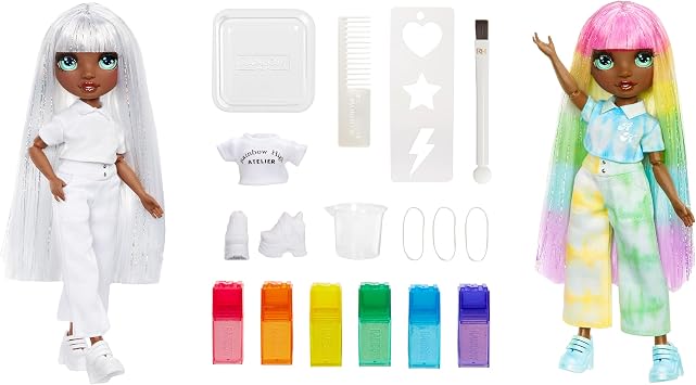 Rainbow High Watercolour & Create DIY Fashion Doll with Washable Watercolours and Tie-Dye Kit - Green Eyes, Straight Hair, Extra Top & Shoes - Colour, Create, Play, Rinse and Repeat - Kids 4-12+ Years