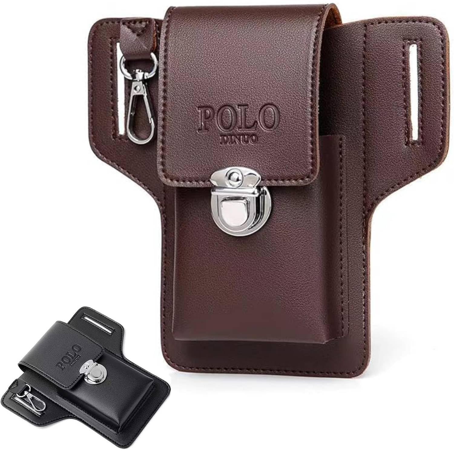 Prostuff.in® Unisex Faux Leather Waist Bag, Casual Solid Color Adjustable Strap Belt Bag with Polyester Lining, Lightweight Gadget Pouch with Key Ring Closure for Men Women Multicolor 1 Pcs-image-30
