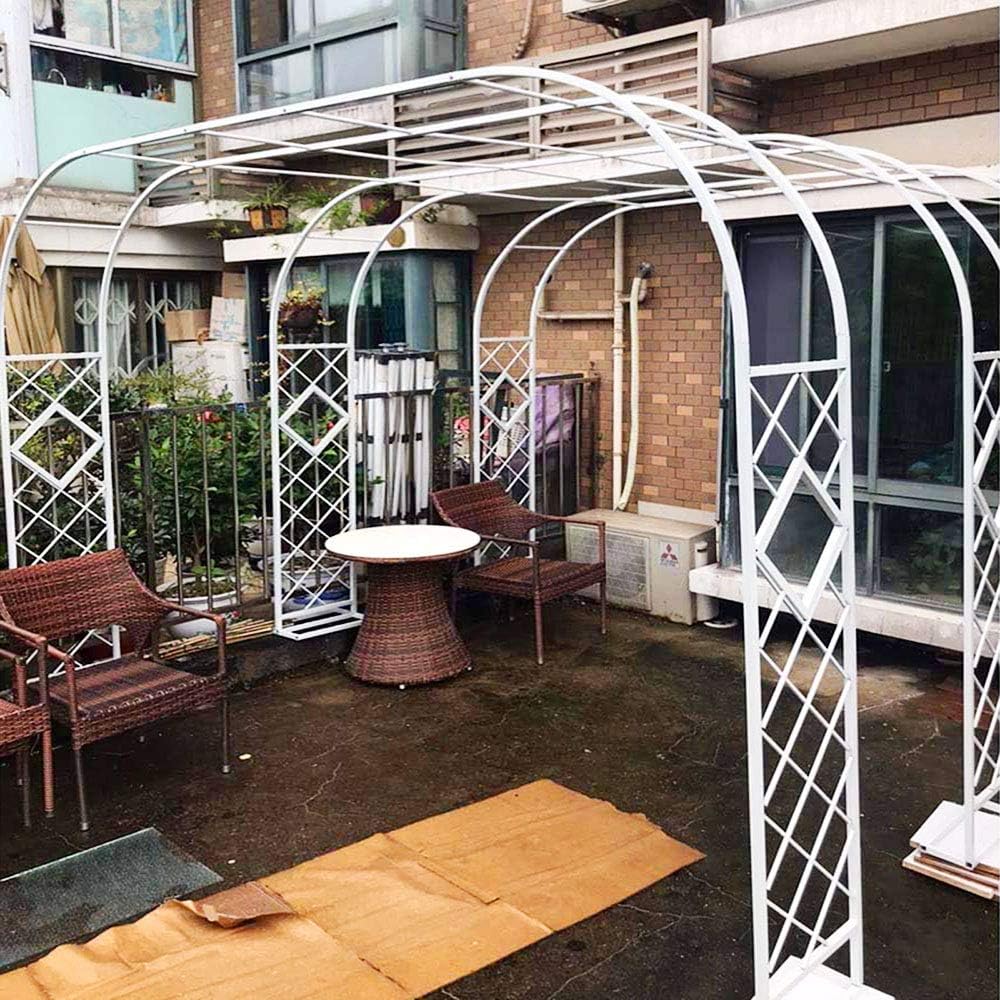 1.4m Heavy Duty Metal Garden Arch, Large Black/White Rose Arch Arbor, for Climbing Plants Support Archway Garden Decoration, 3.4m Wedding Arch, Easy to Assemble,Black-1.4MX2.3M