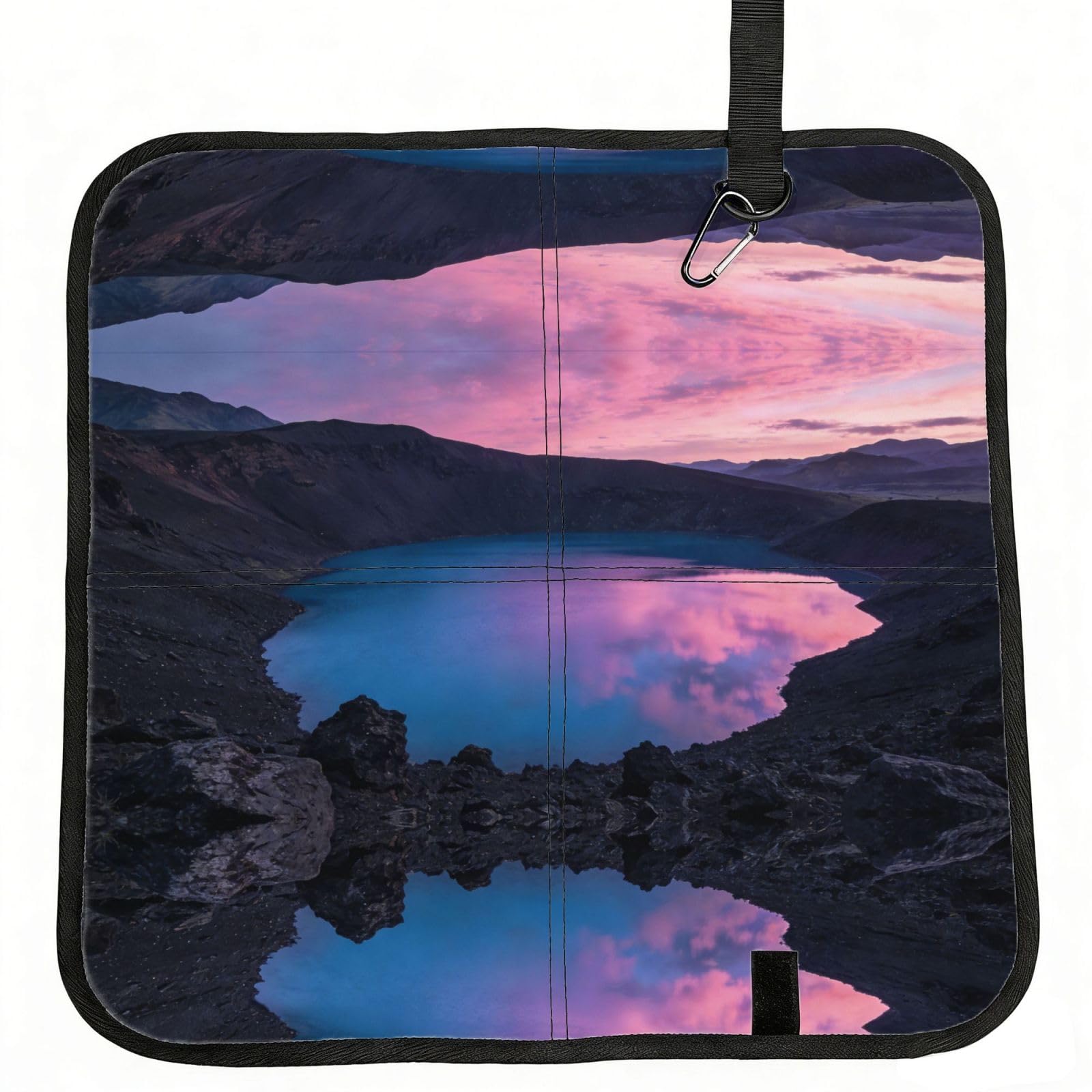 DUYIOKH Crater Lake at Dusk Print Foldable Portable Seat Cushion for World Cup Games, Camping and Outdoor Activities