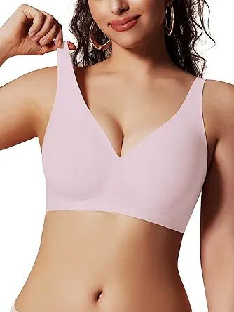 Push Up Bras for Women No Underwire Seamless Comfortable Deep V Bra Tshirt Bras with Support and Lift