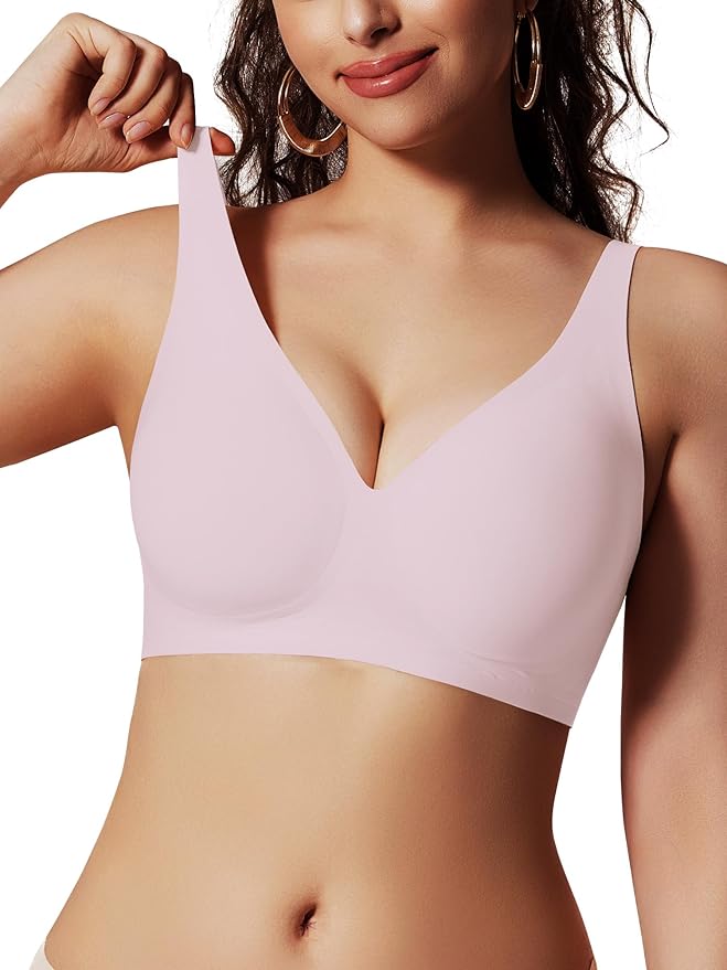 Push Up Bras for Women No Underwire Seamless Comfortable Deep V Bra Tshirt Bras with Support and Lift