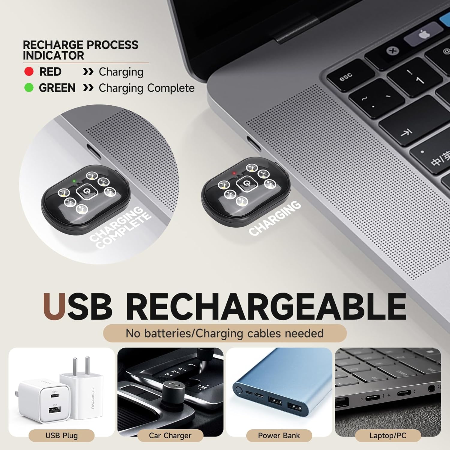 Unisex LED Beanie with Light, USB Rechargeable Headlamp Winter Knitted Hat, Valentine's Day Gift for Men Women, Grey - Image 2