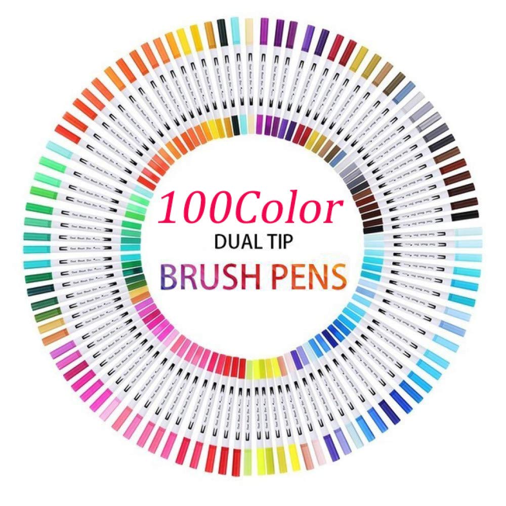 Stylo Aquarelle 100 Couleurs Stylo Pinceau Double Fineliner Art marqueurs Dessin Peinture Aquarelle Pinceau Stylo Fournitures de Papeterie Scolaire 100colro