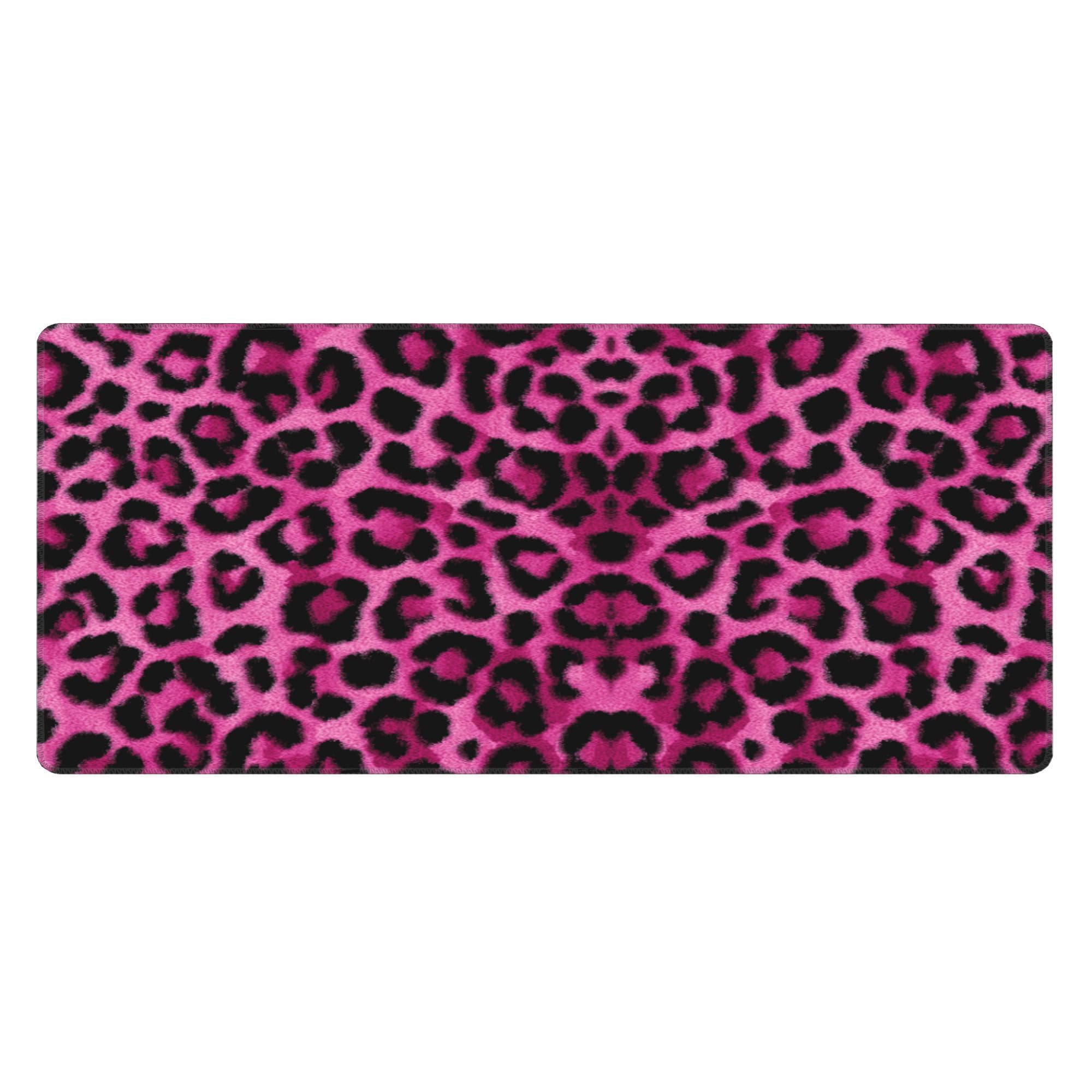 Leopard Prin Pink T Extended Gaming Mouse Pad, with Stitched Edges Large Mouse Pad Desk Protector, Rubber Base Mousepad Keyboard Mouses Mat for Work Game Office Home- 32" X 12" Inch,E177