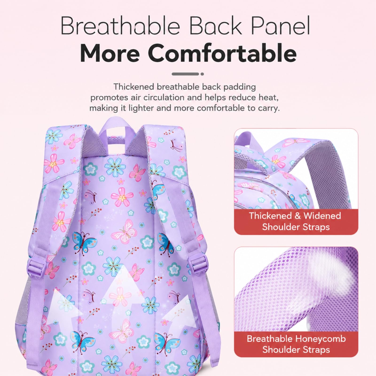 Zaino 3 Pezzi Colore Casual Set più Tasche Collegio All'aperto Camping Borsa di Viaggio Viaggio-Purple 3pcs