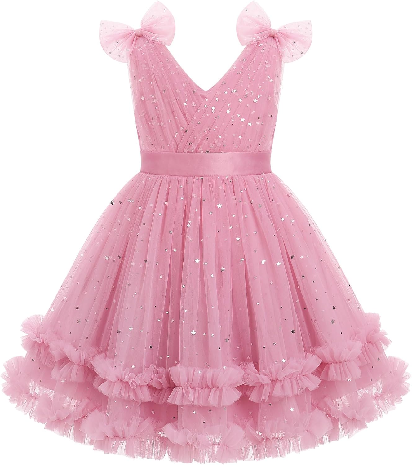 IMEKIS Toddler Kids Girls Butterfly Dress Sparkle Sequins Tulle Wedding Formal Birthday Dresses 2-10T