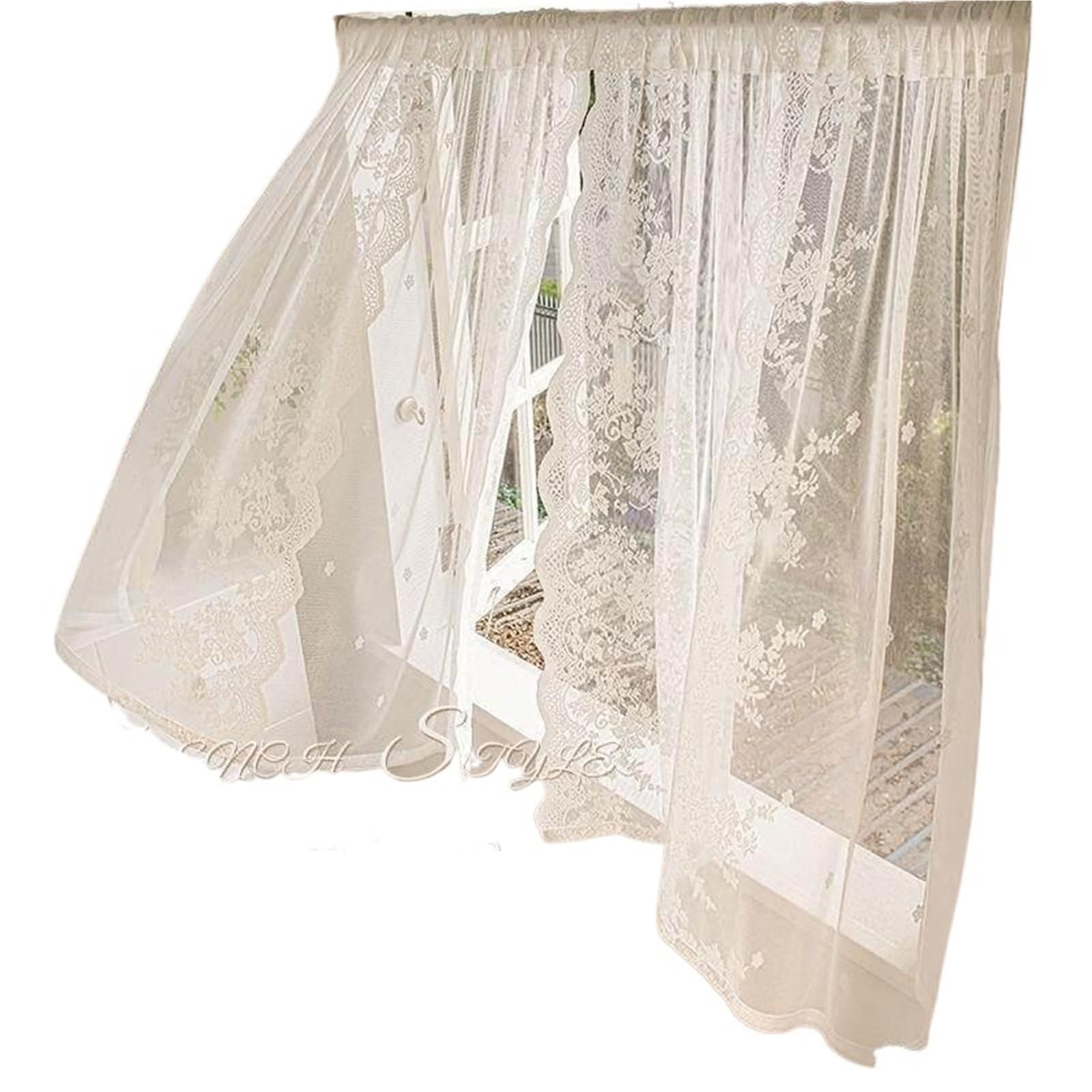 LSYHHXC Lace Curtains Lace Curtain No Punching Outdoor Picnic Bedroom Sense Door Partition Decorative Semi Shading(Width 2.7 height 2.7m)