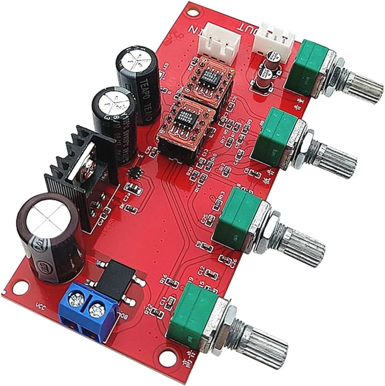 AD828 Preamplifier Volume Control Board with Treble Midrange and Bass Tone Controls Preamp Tone Board Power Board(Yellow)