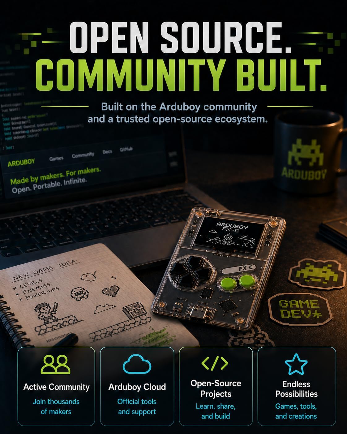 Arduboy FX-C Programmable Open Source 8-Bit Retro Handheld Game Console - 300+ Preloaded Classic Games, STEM Coding Board, USB-C Multiplayer, Credit Card Size Pocket Retro Gaming Device 7 71db9I9SjKL. AC SL1402