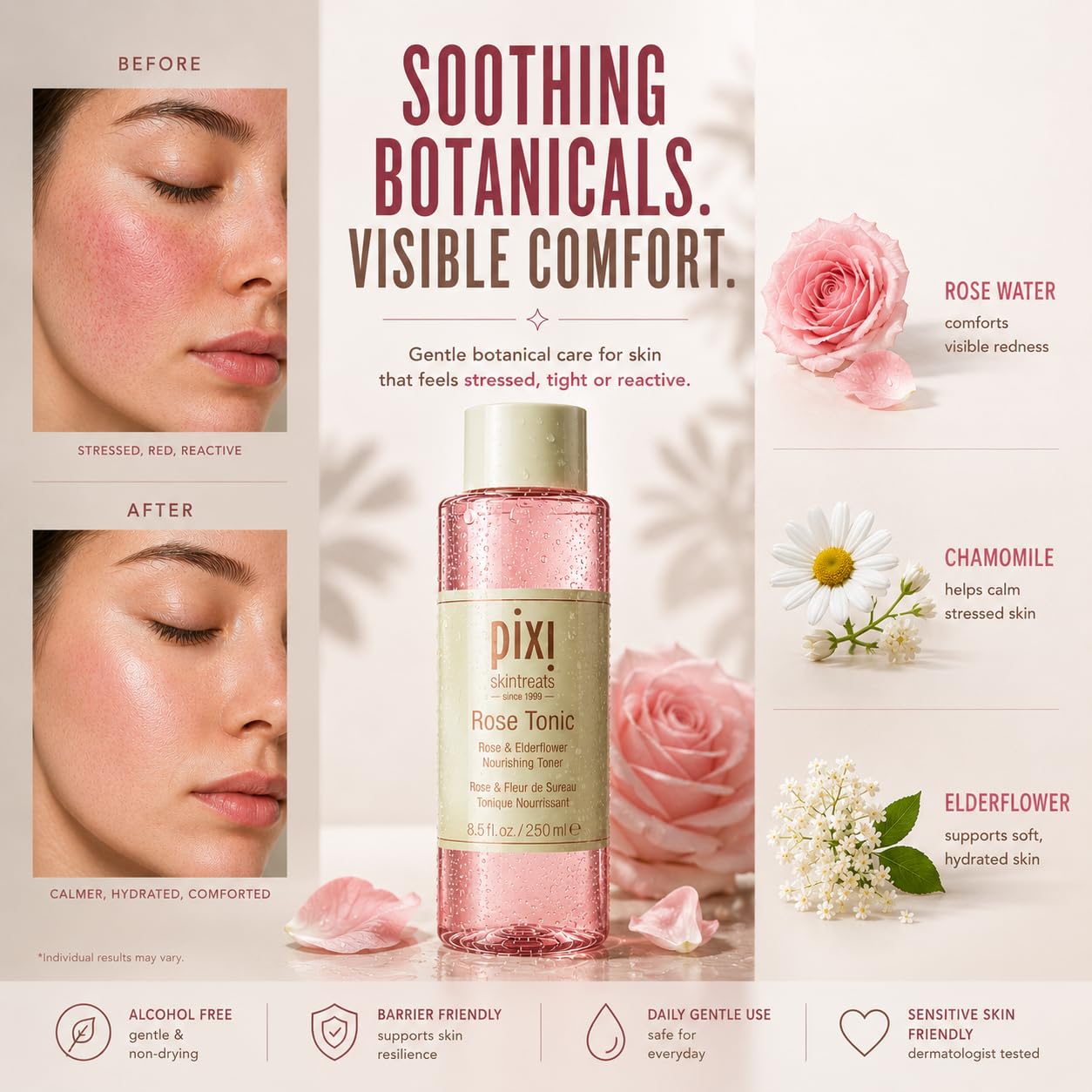 Pixi Beauty Różowy Tonic Sealed Soothe & Nourish Skin, 250 ml