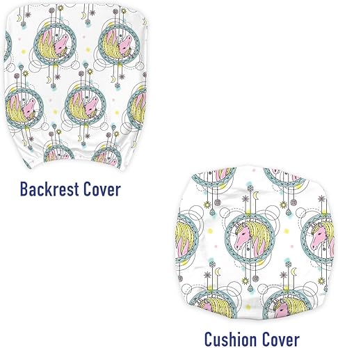 Miniatura 3 de Ambesonne Funda protectora para silla de oficina con diseño de tatuajes, diseño de unicornio, círculos, luna, estrellas y puntos, funda protectora