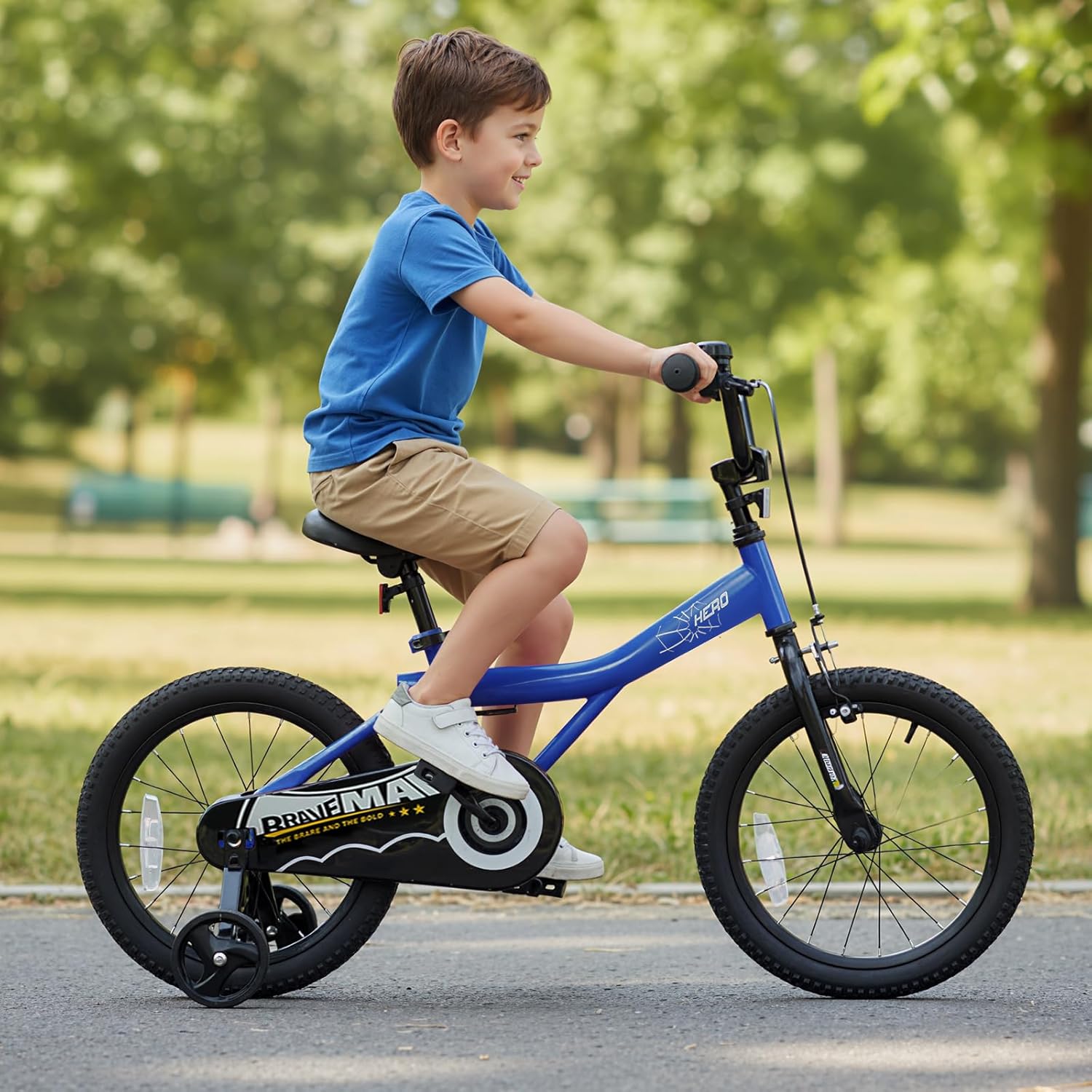 HONEY JOY Kids Bike, 12 14 16 18 Inch Toddler Bikes w/Training Wheels, Handbrake & Coaster Brake, Fully Enclosed Chain, Adjustable Handlebar & Seat, Kids Bicycle for Boys Girls Age 3-8