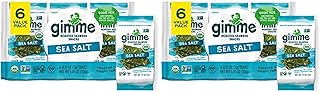 Gimme Seaweed - Sea Salt - 6 Count - Organic Roasted Seaweed Sheets - Keto, Vegan, Gluten Free - Great Source of Iodine & Omega 3’s - Healthy On-The-Go Snack for Kids Adults (Pack of 2)