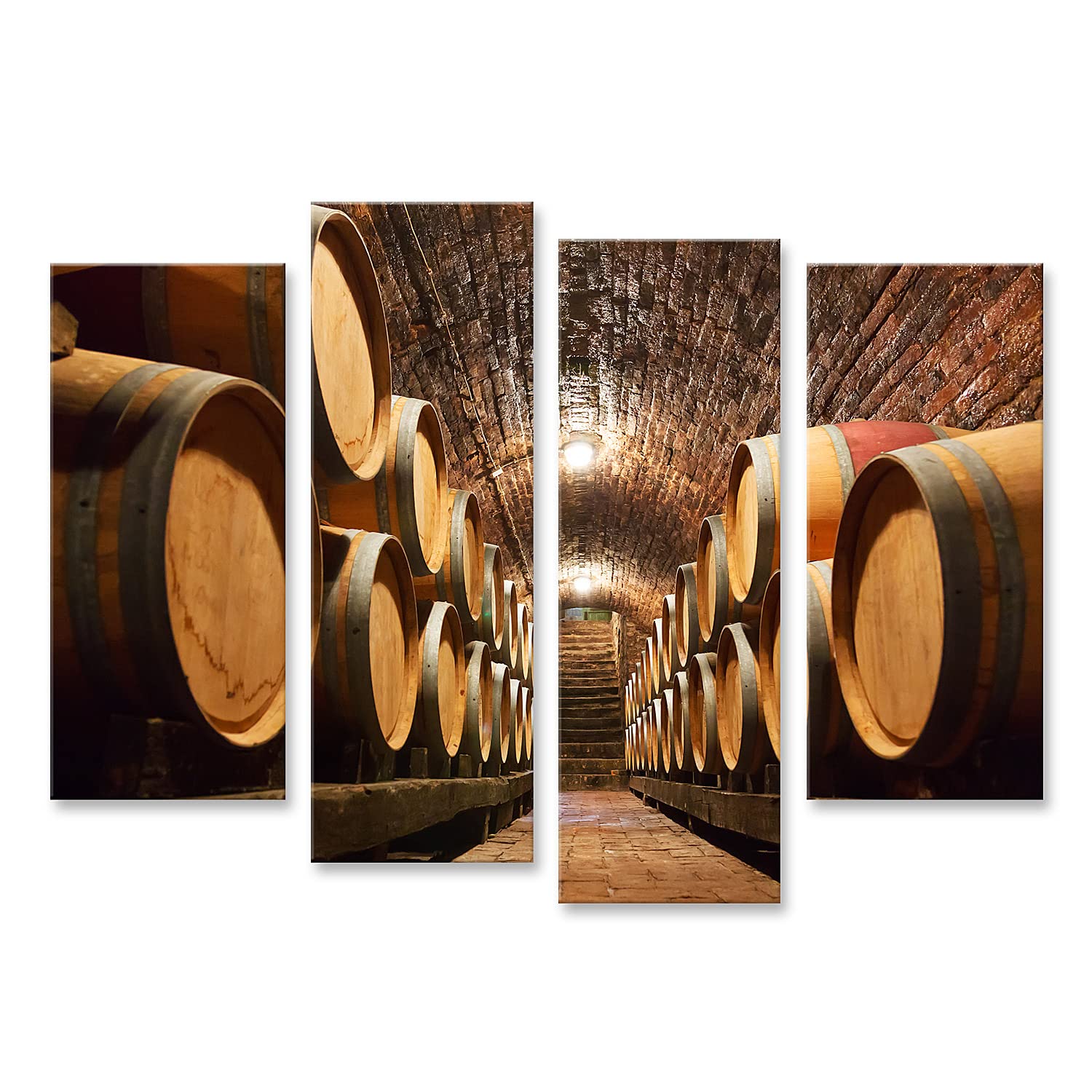 islandburner Quadro su tela, serie di botti di quercia nella cantina sotterranea, poster da parete