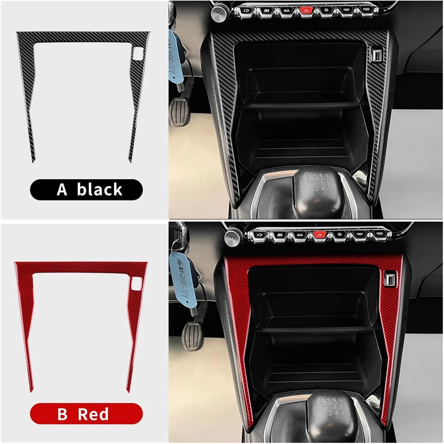 プジョー 208 E-208 2020-2025 LHD RHD 対応 リアルソフトカーボンファイバー セントラルコントロールパネル