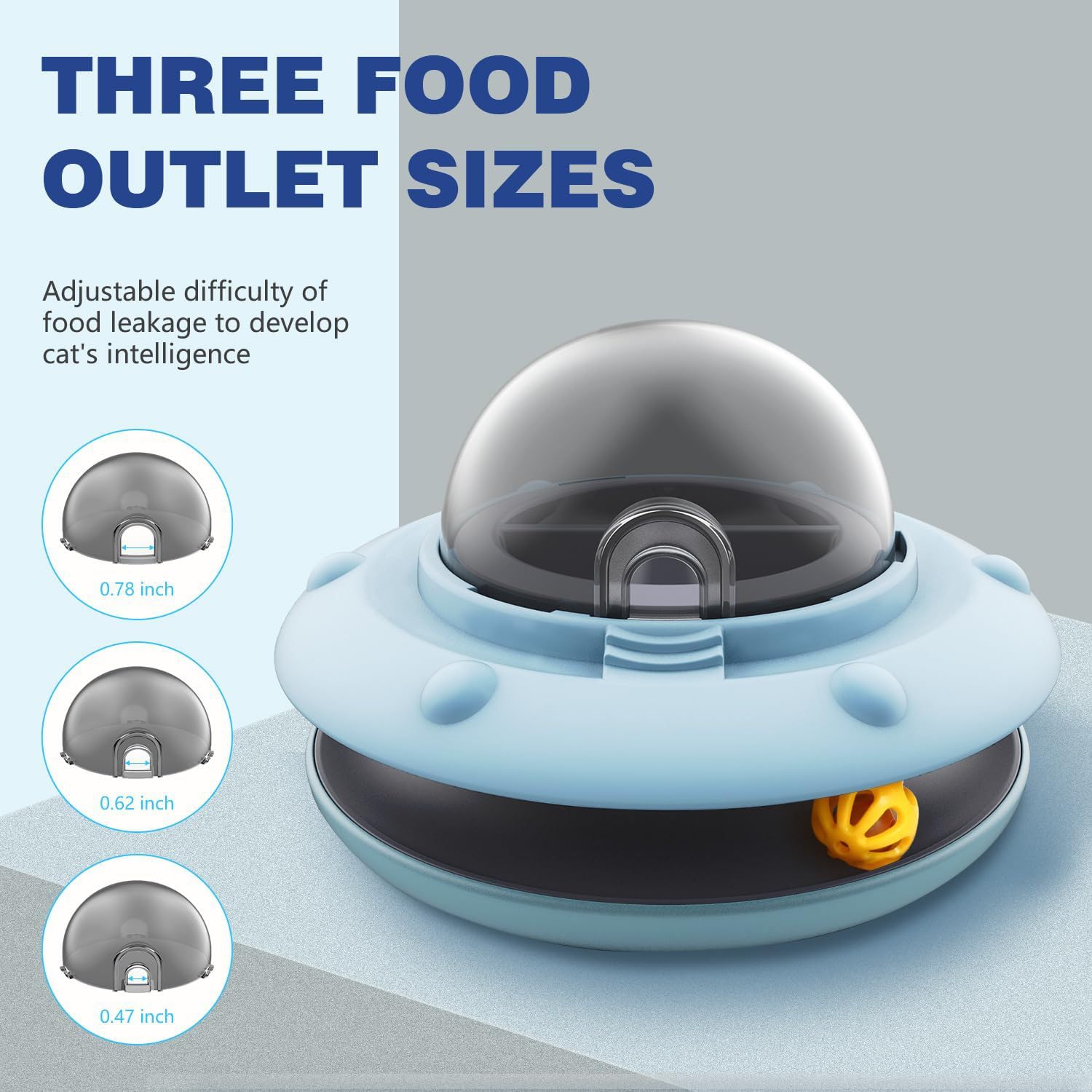 Giocattolo automatico per gatti, puzzle interattivo, alimentatore lento, dispenser di cibo secco con palla e 3 prese di cibo per addestramento interno degli animali domestici