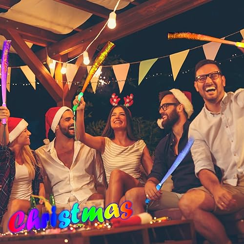 Miniatura 7 de 25 Pack Glow Sticks New Years Eve Party Supplies3 Models Flashing SticksLed Fiber Optic Wands Sticks Light up Sticks Led Light Wands Fit Wedding