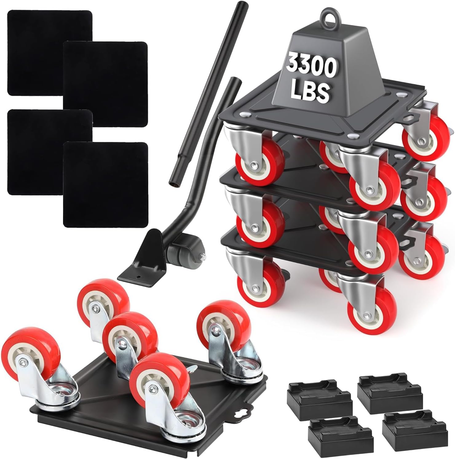 Furniture Movers Pro Set/Heavy Duty Furniture Dolly/Enhanced Dolly - Lifter with Custom 5 Silent Wheels - Maximum Load 3000 LBS - Professional Tool for Effortless Furniture Transport