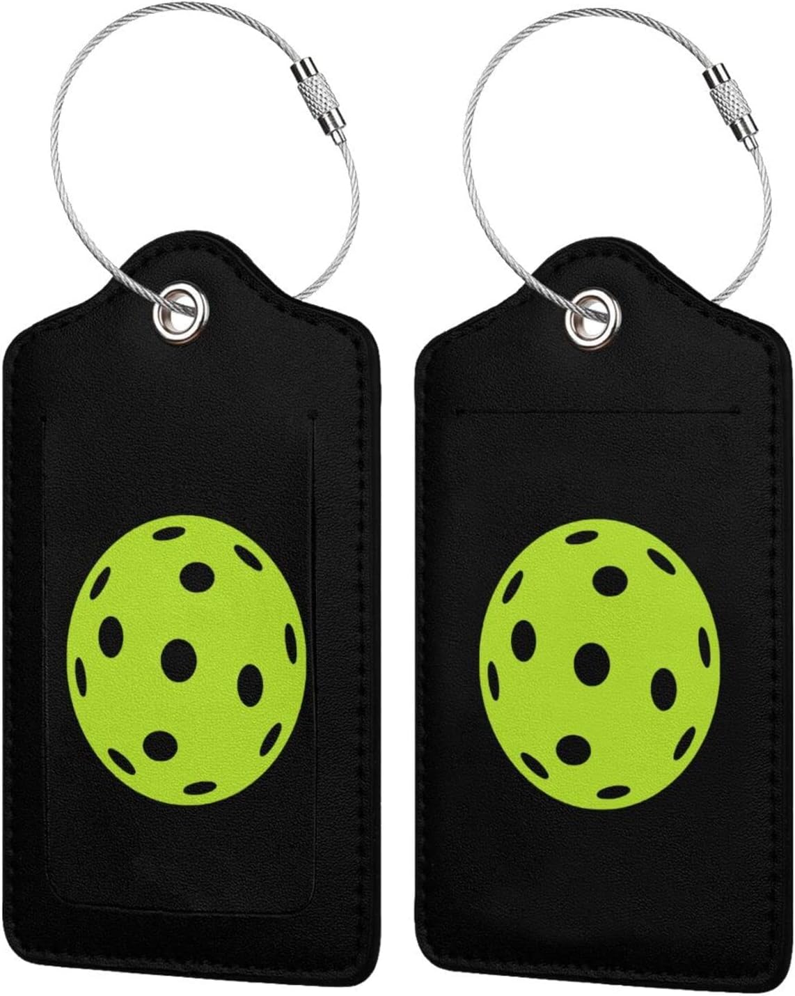 Pickleball Luggage Tag with Name Id Labels Leather Luggage