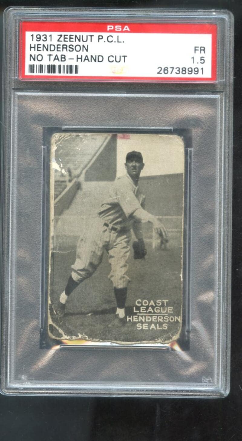 1931 Zeenut Zeenuts Bill Henderson PSA 1,5 Graded Baseball Card Pacific Coast League PCL P.C.L. San Francisco Seals